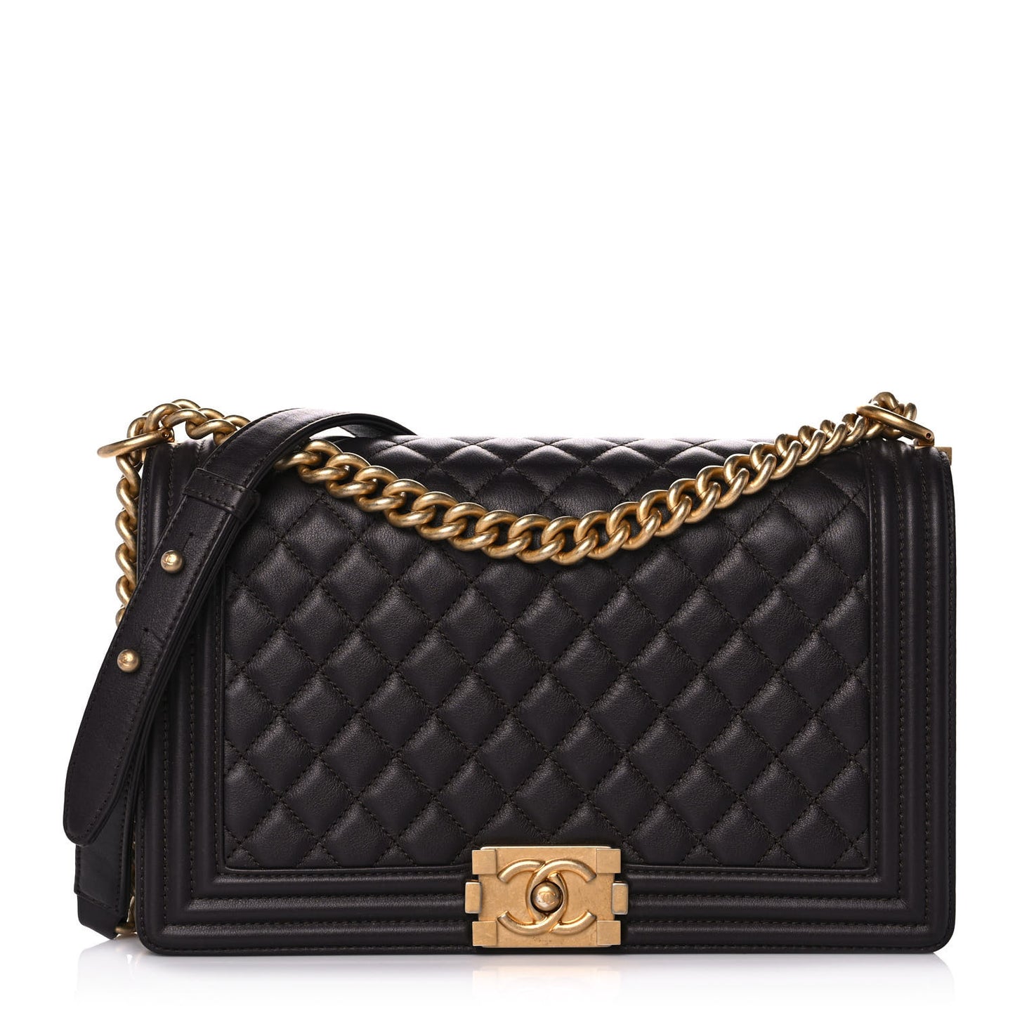 Calfskin Quilted New Medium Boy Flap Dark Brown