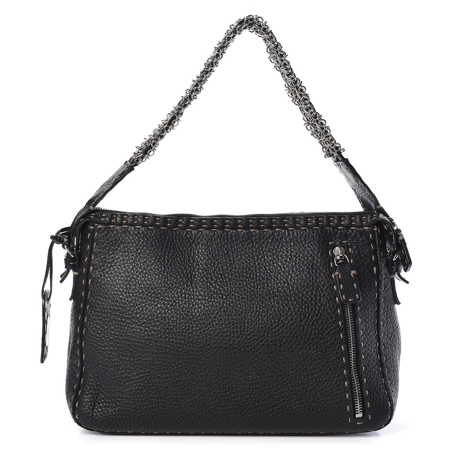 Fendi Calfskin Romano Selleria Chain Shoulder Bag Black 1 of 10