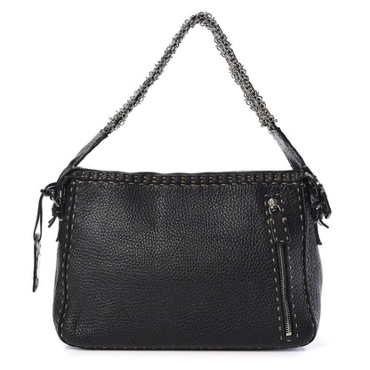 Fendi Calfskin Romano Selleria Chain Shoulder Bag Black 1 of 10