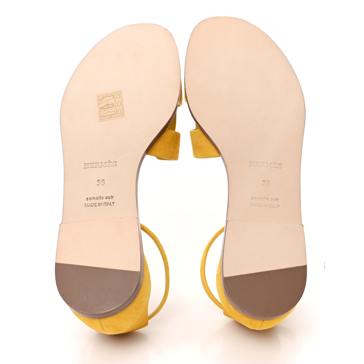 Hermes Suede Goatskin Santorini Sandals 36 Jaune Bouton D'or 6 of 10