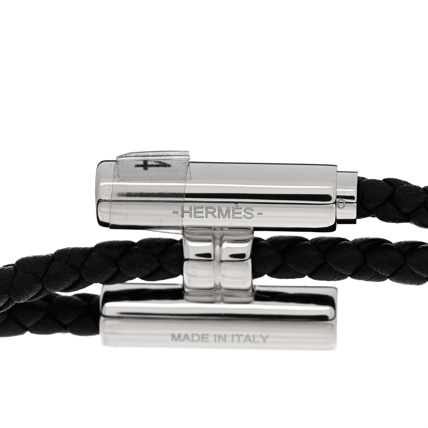 Hermes Swift Double Wrap Cord Tournis Tresse Bracelet Black 4 of 5