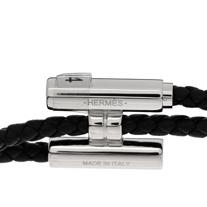 Hermes Swift Double Wrap Cord Tournis Tresse Bracelet Black 4 of 5