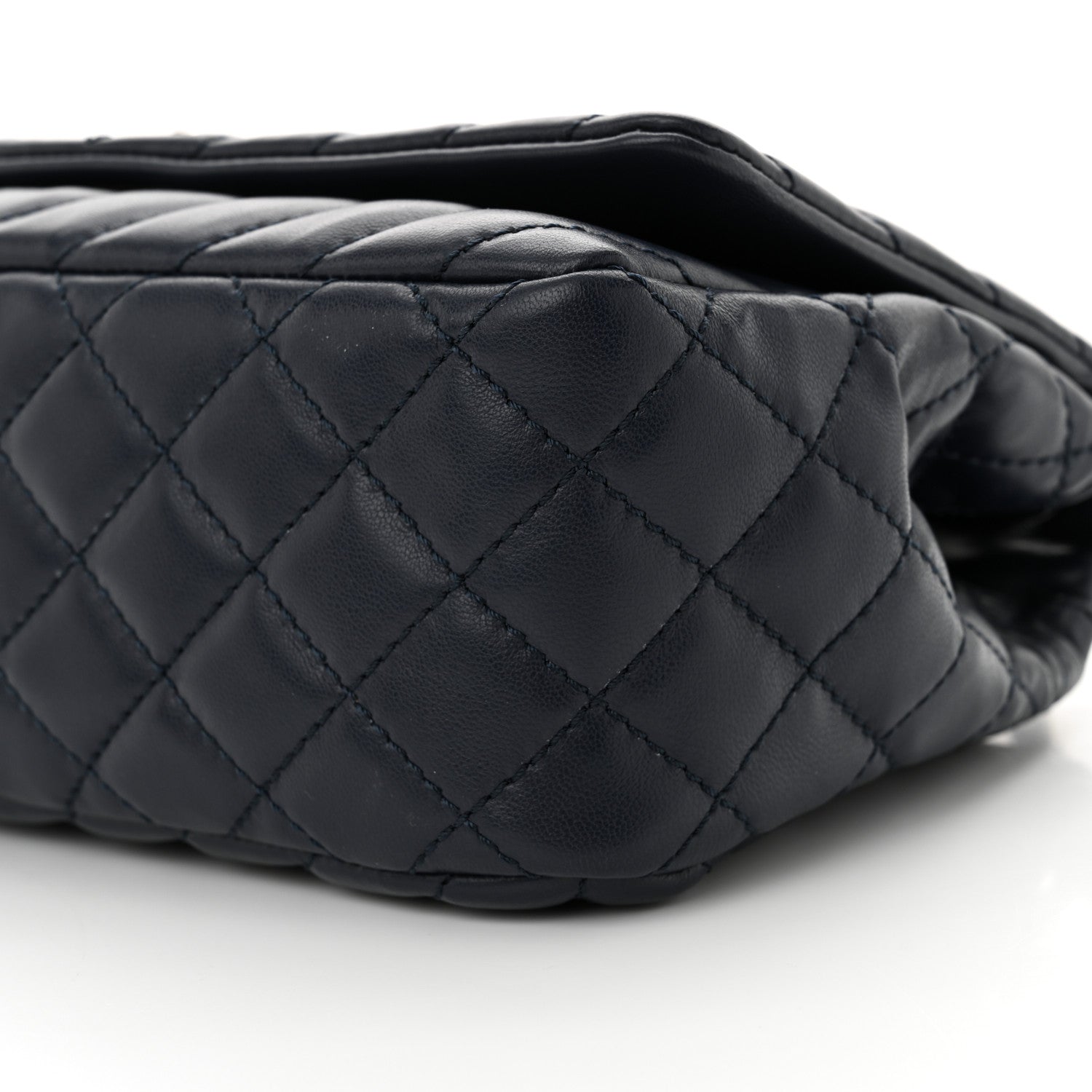 Chanel Lambskin Chevron Quilted Single Flap Navy Blue 10 of 12