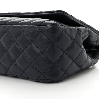 Chanel Lambskin Chevron Quilted Single Flap Navy Blue 10 of 12