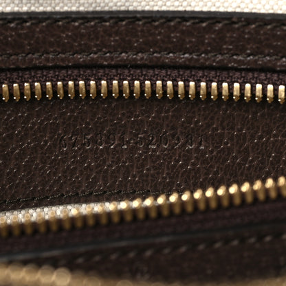 Gucci Monogram Jumbo GG Textured Dollar Calfskin Web Messenger Shoulder Bag Camel Ebony New Acero 7 of 10