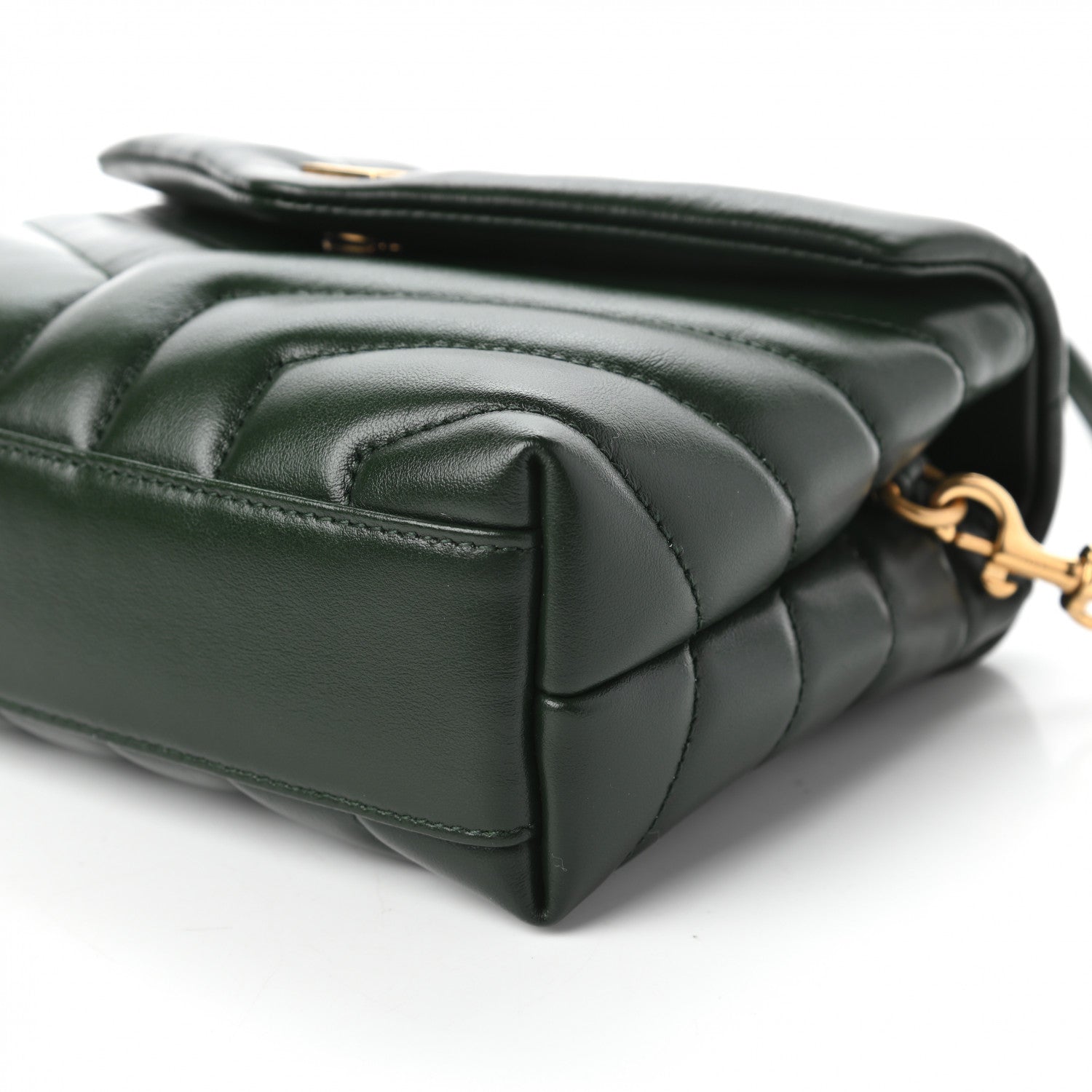 Saint Laurent Calfskin Y Quilted Monogram Toy Loulou Crossbody Bag Deep Green 7 of 11