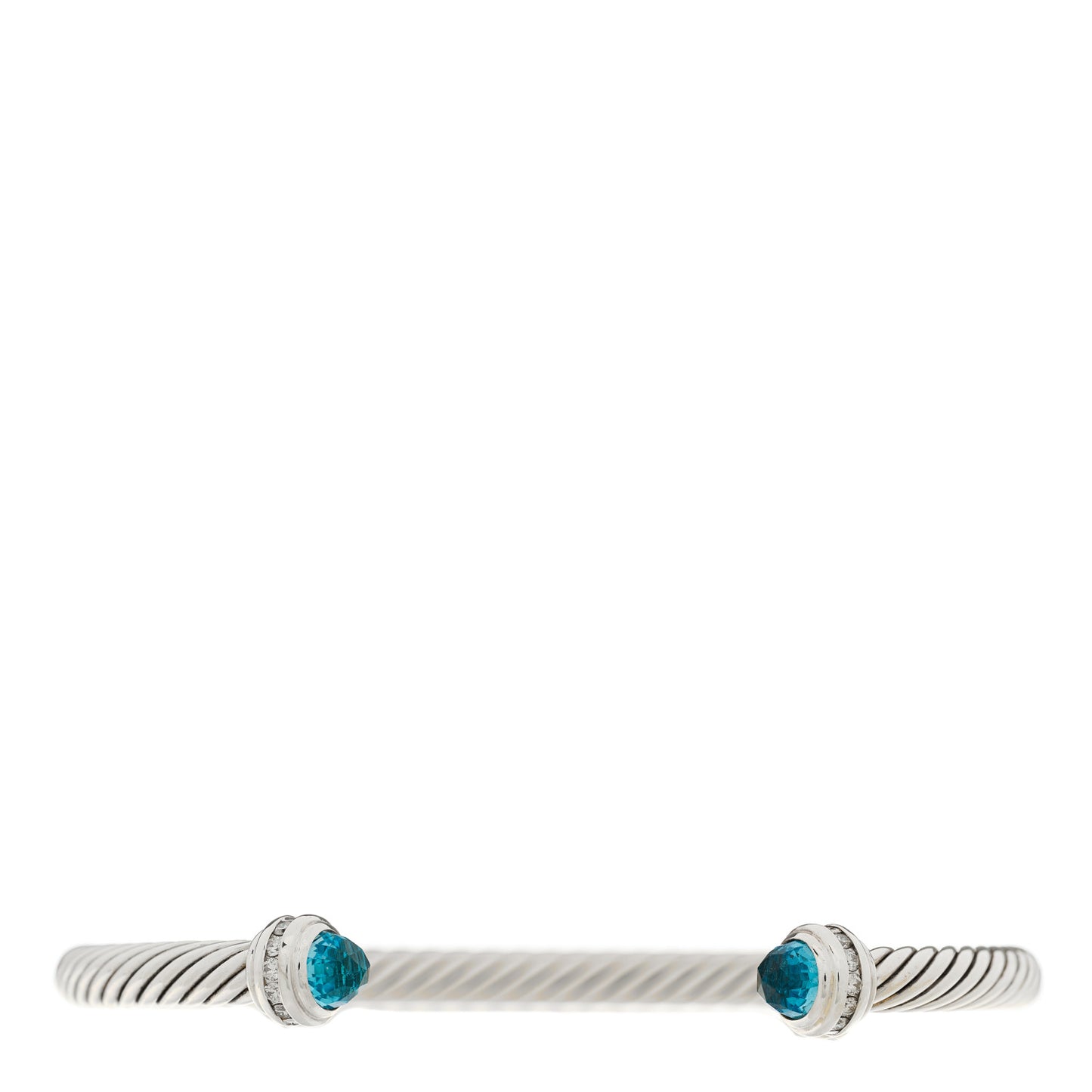 Sterling Silver Diamond Blue Topaz 5mm Cable Classics Bracelet