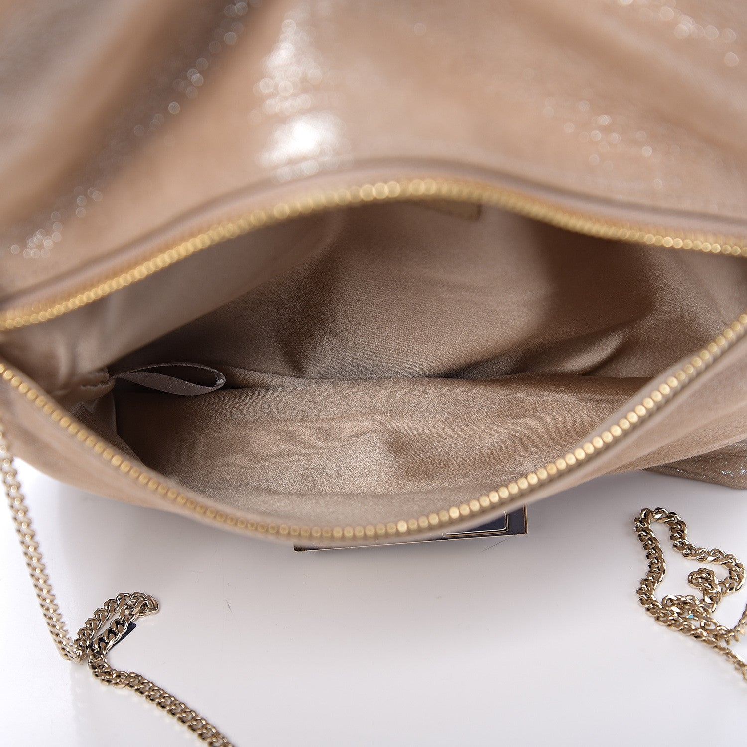 Jimmy Choo Shimmery Sheepskin Crystal Chandra Chain Clutch Powder Pink 4 of 8