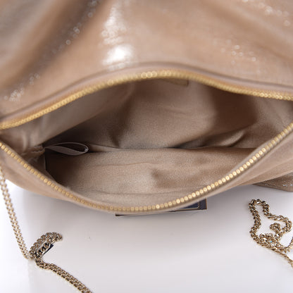 Jimmy Choo Shimmery Sheepskin Crystal Chandra Chain Clutch Powder Pink 4 of 8