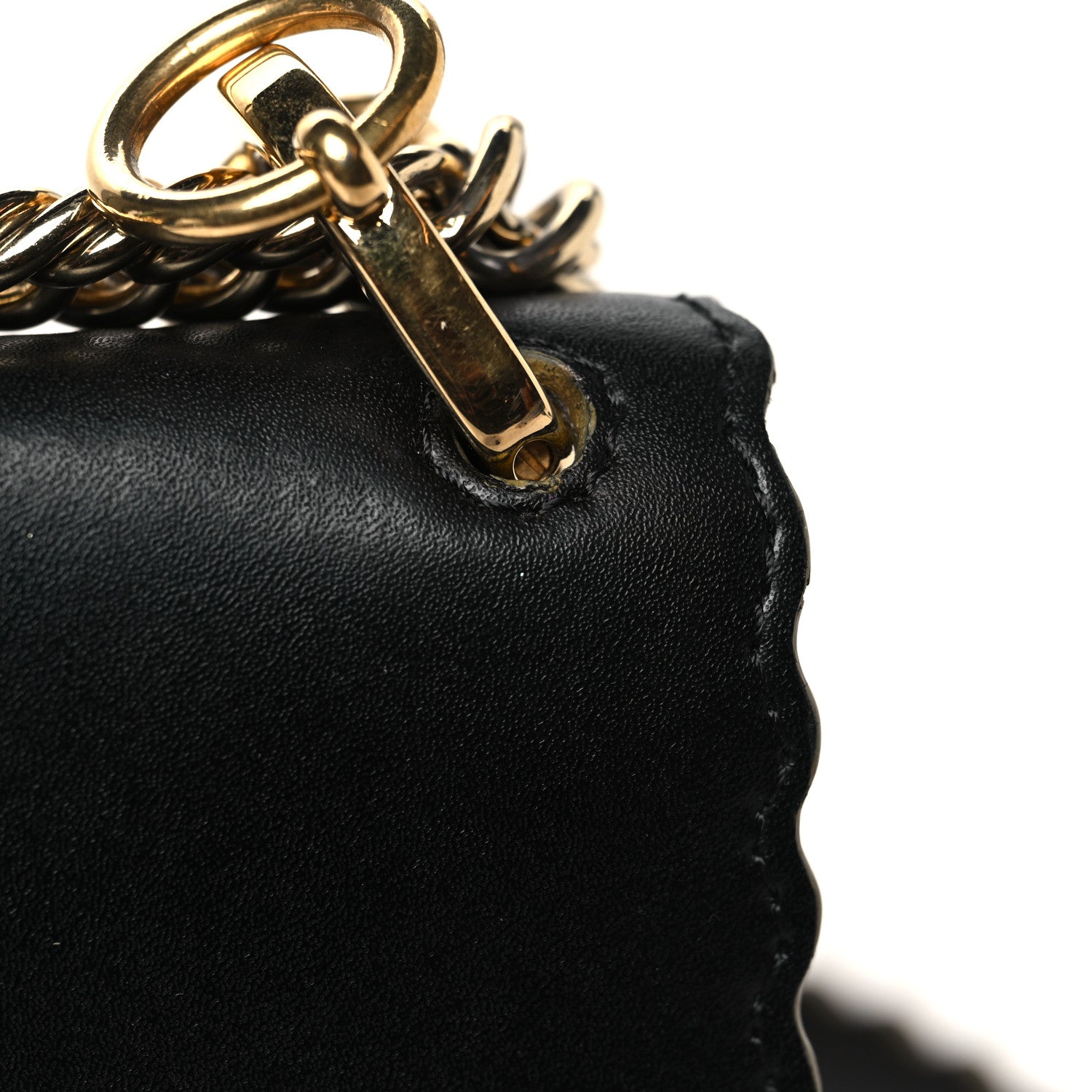 Fendi Vitello Liberty Scalloped Studded Small Kan I Shoulder Bag Black 14 of 16