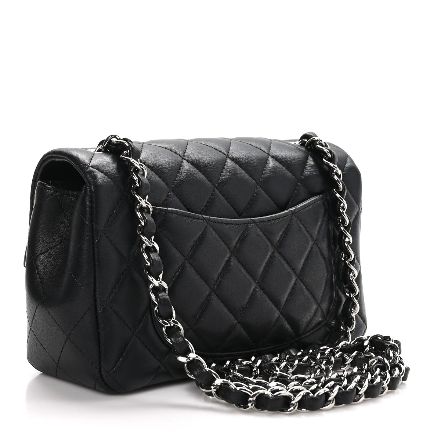Lambskin Quilted Mini Rectangular Flap Black