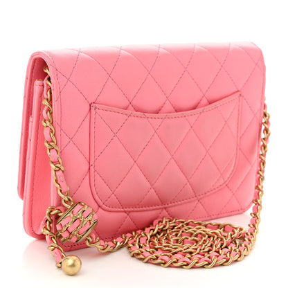 Chanel Lambskin Quilted CC Pearl Crush Wallet on Chain WOC Pink 3 of 13