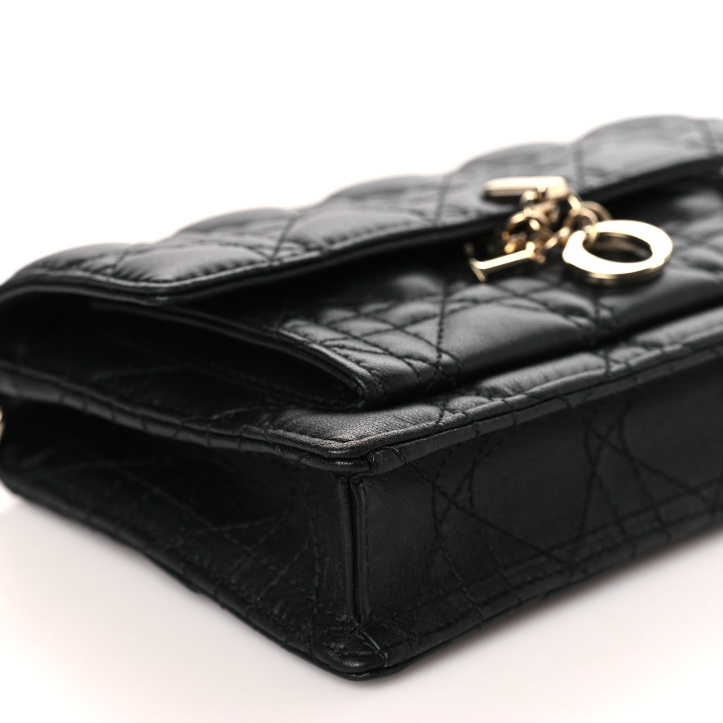 Lambskin Cannage Lady Dior Chain Pouch Black