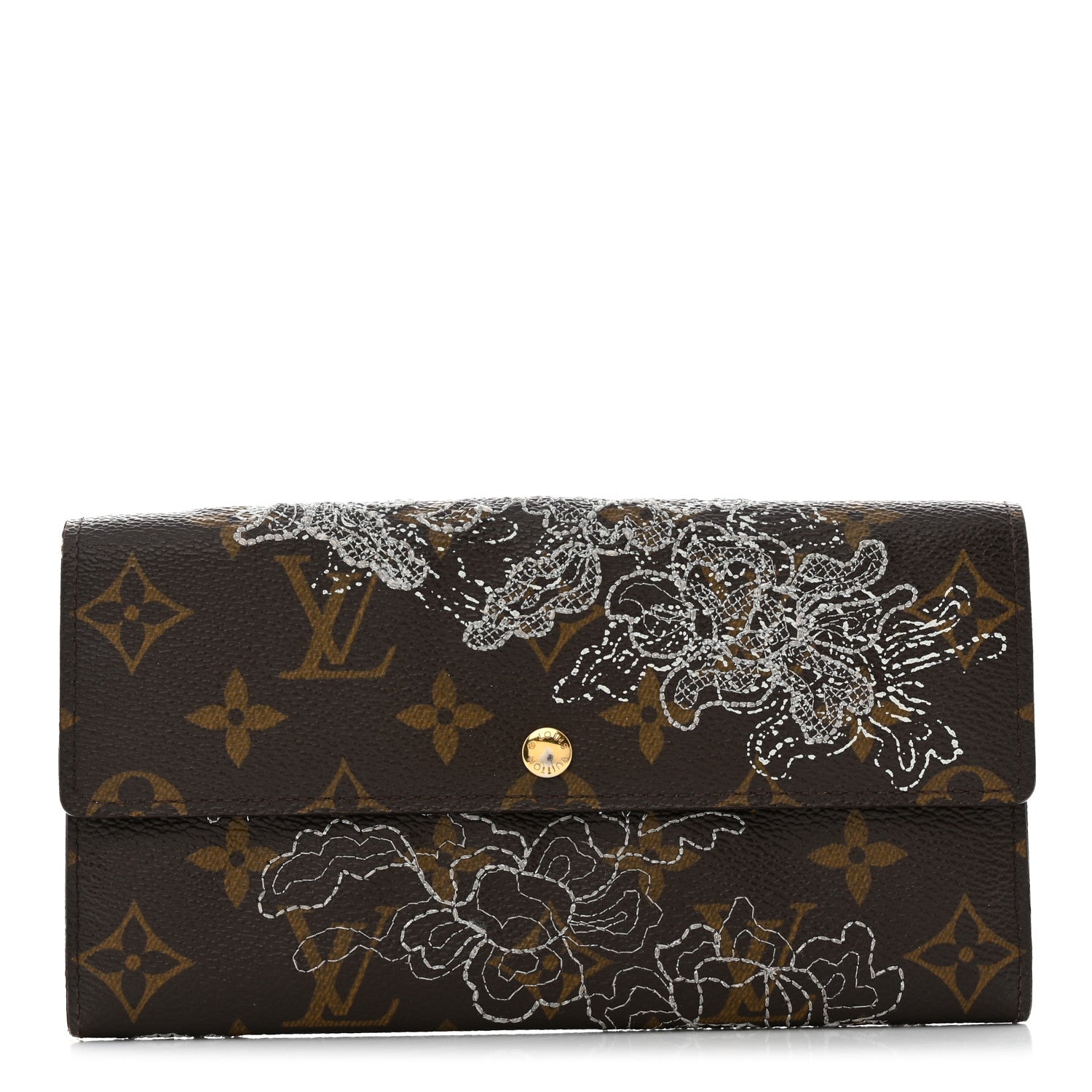 Louis Vuitton Monogram Dentelle Sarah Wallet Silver 1 of 14