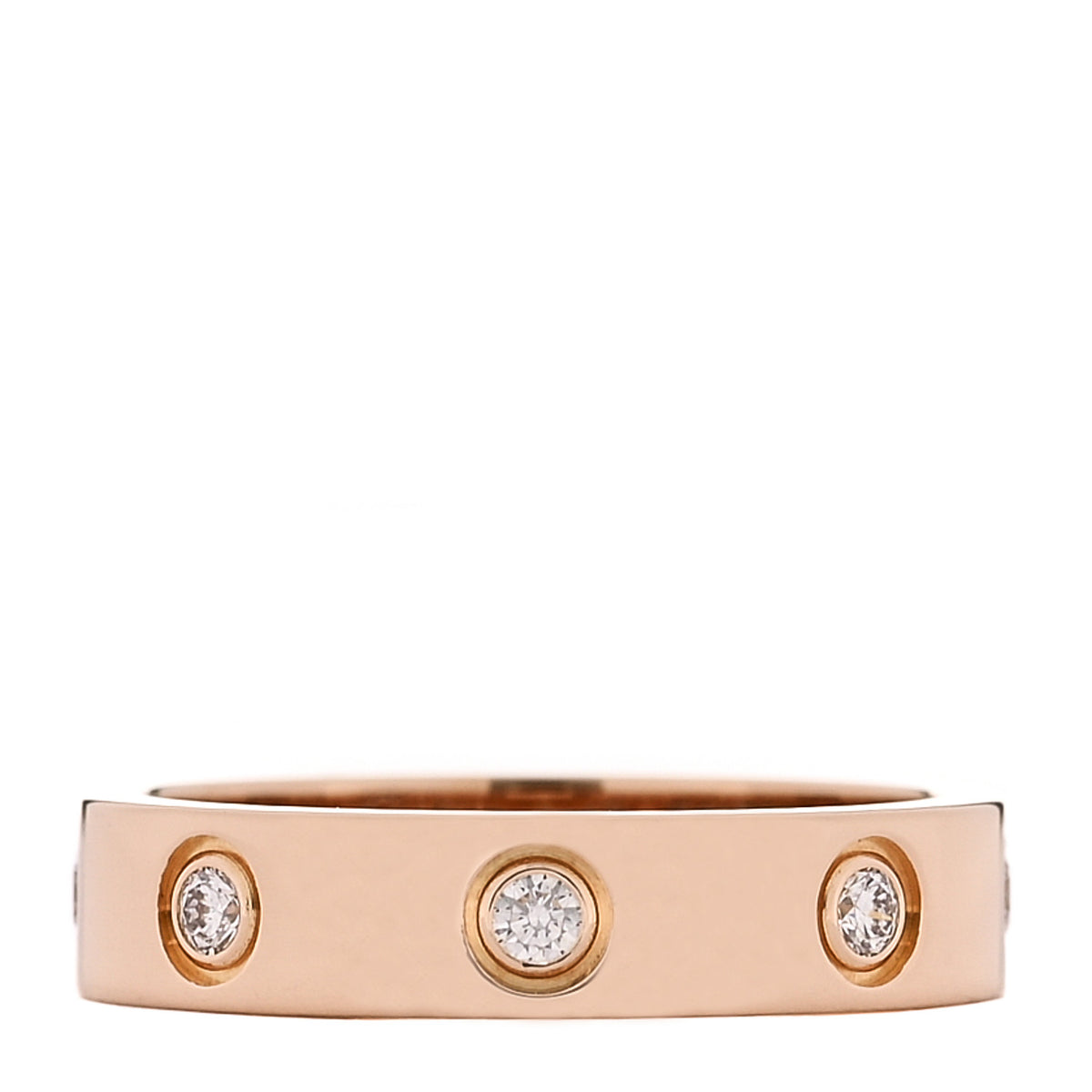 Cartier 18K Pink Gold 8 Diamond 4mm LOVE Wedding Band Ring 48 4.5 1 of 4