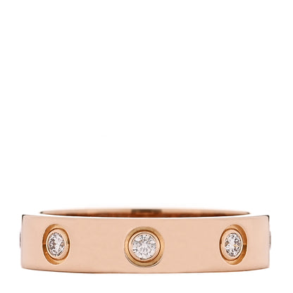 Cartier 18K Pink Gold 8 Diamond 4mm LOVE Wedding Band Ring 48 4.5 1 of 4