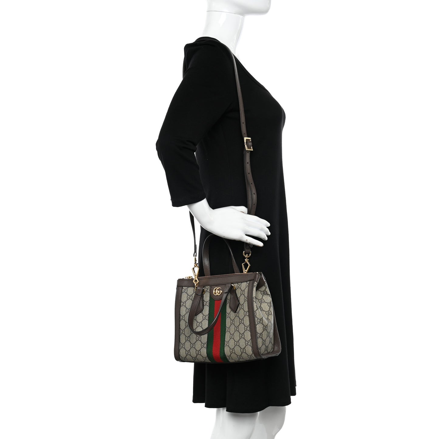 GG Supreme Monogram Small Ophidia Tote Bag Brown