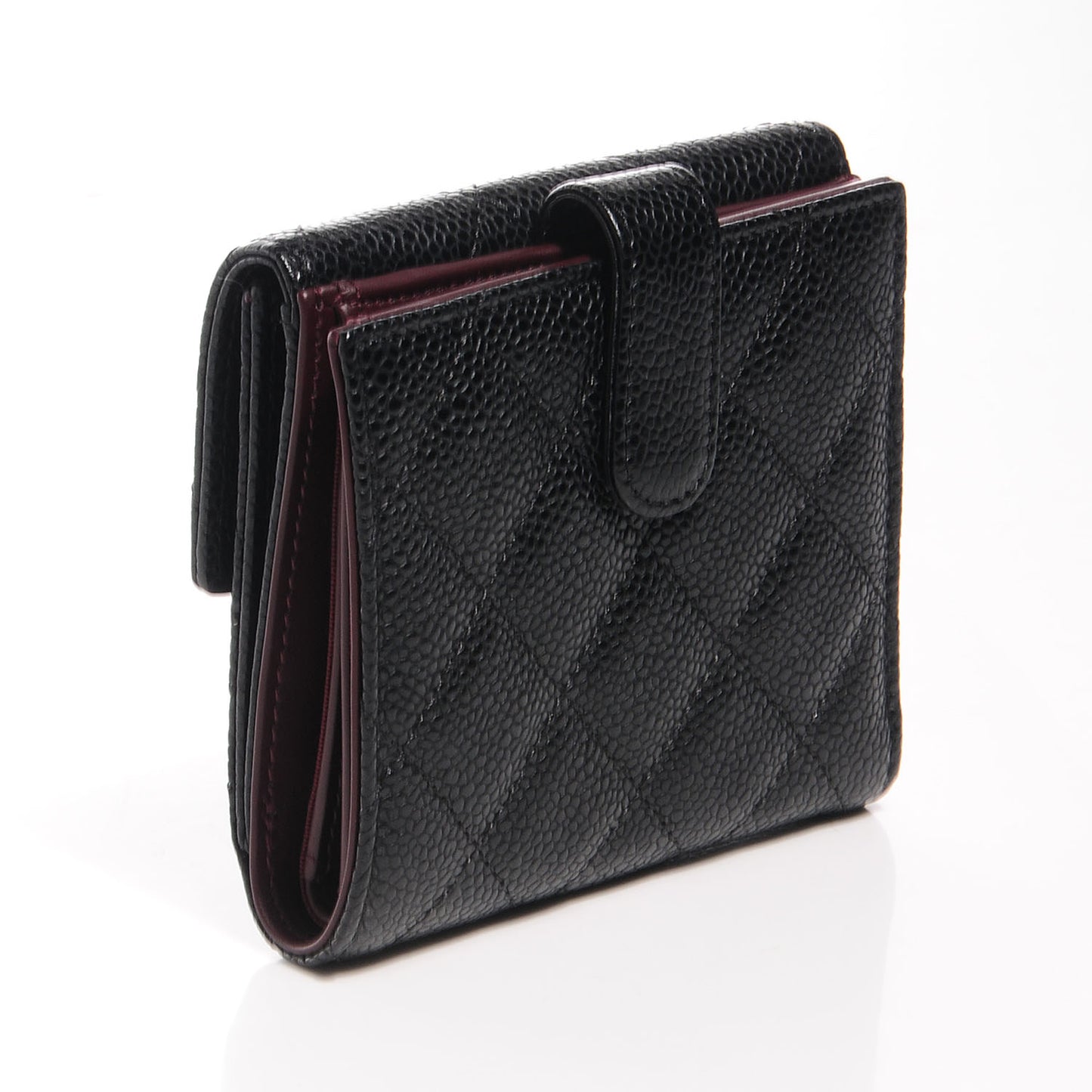 Caviar Quilted Compact Flap Wallet Black