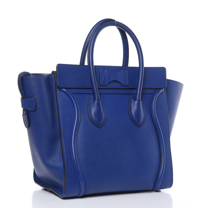 Celine Drummed Calfskin Mini Luggage Indigo 3 of 10