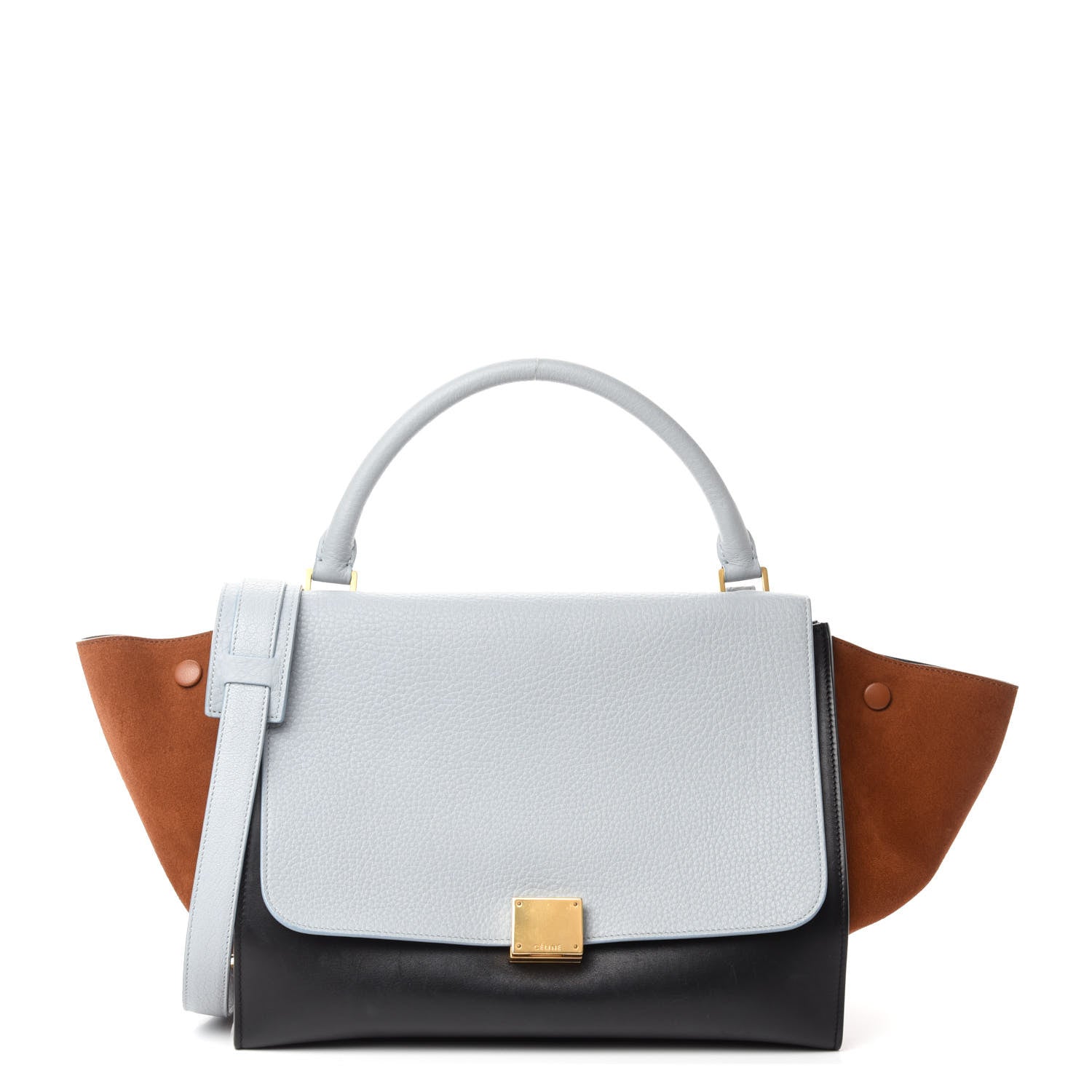Celine Velluto Calfskin Suede Medium Tri-Color Trapeze Light Blue 1 of 12