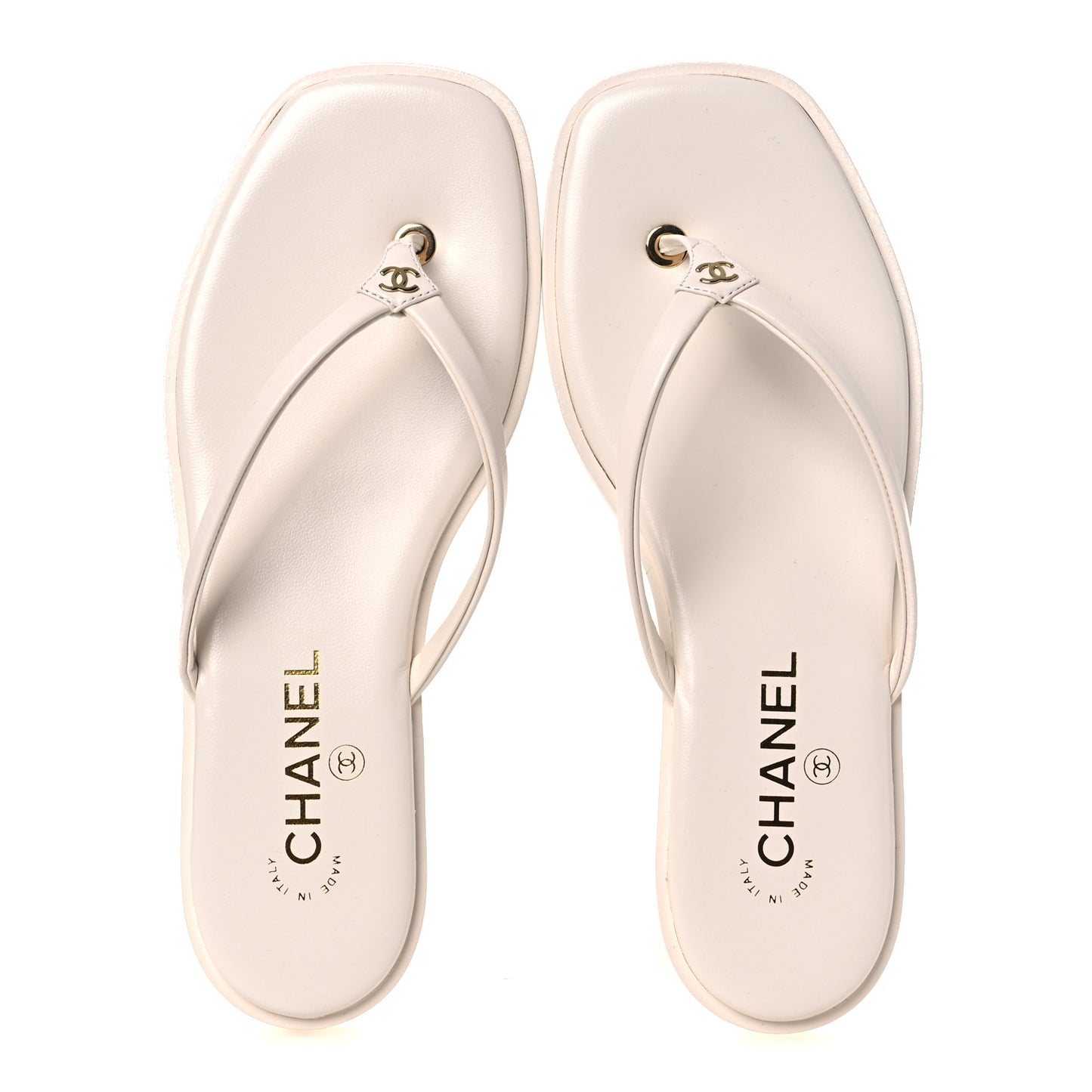 Goatskin CC Times Square Thong Sandals 38.5 Beige