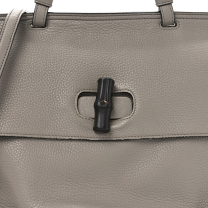 Gucci Cellarius Calfskin Large Bamboo Daily Top Handle Bag Storm Grey 7 of 9
