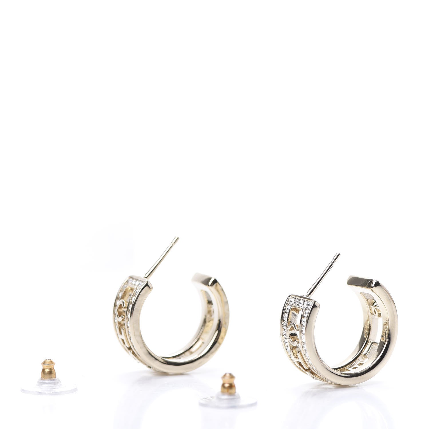 Chanel Metal Crystal Bow-tiful CC Hoop Earrings Gold 3 of 5