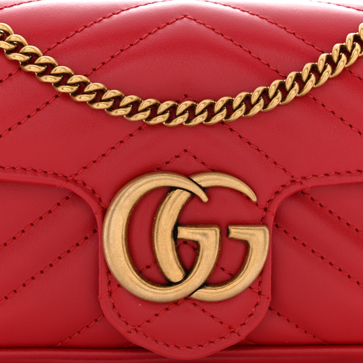 Gucci Calfskin Matelasse Super Mini GG Marmont Shoulder Bag Hibiscus Red 8 of 11