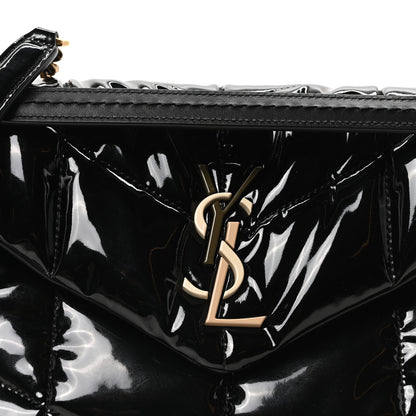 Saint Laurent Patent Quilted Small Loulou Puffer Monogram Chain Satchel Black 7 of 9