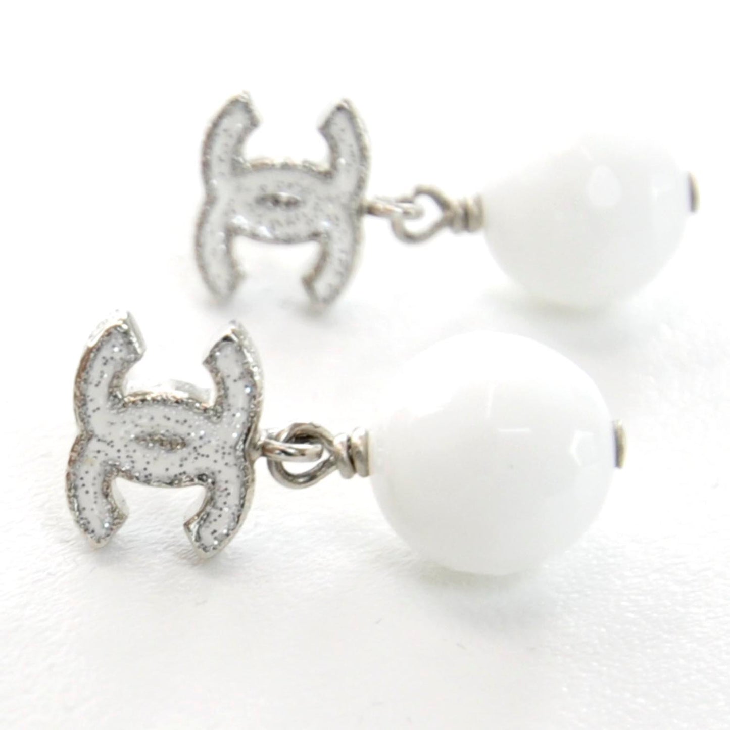 Snowy Glitter CC Drop Earrings