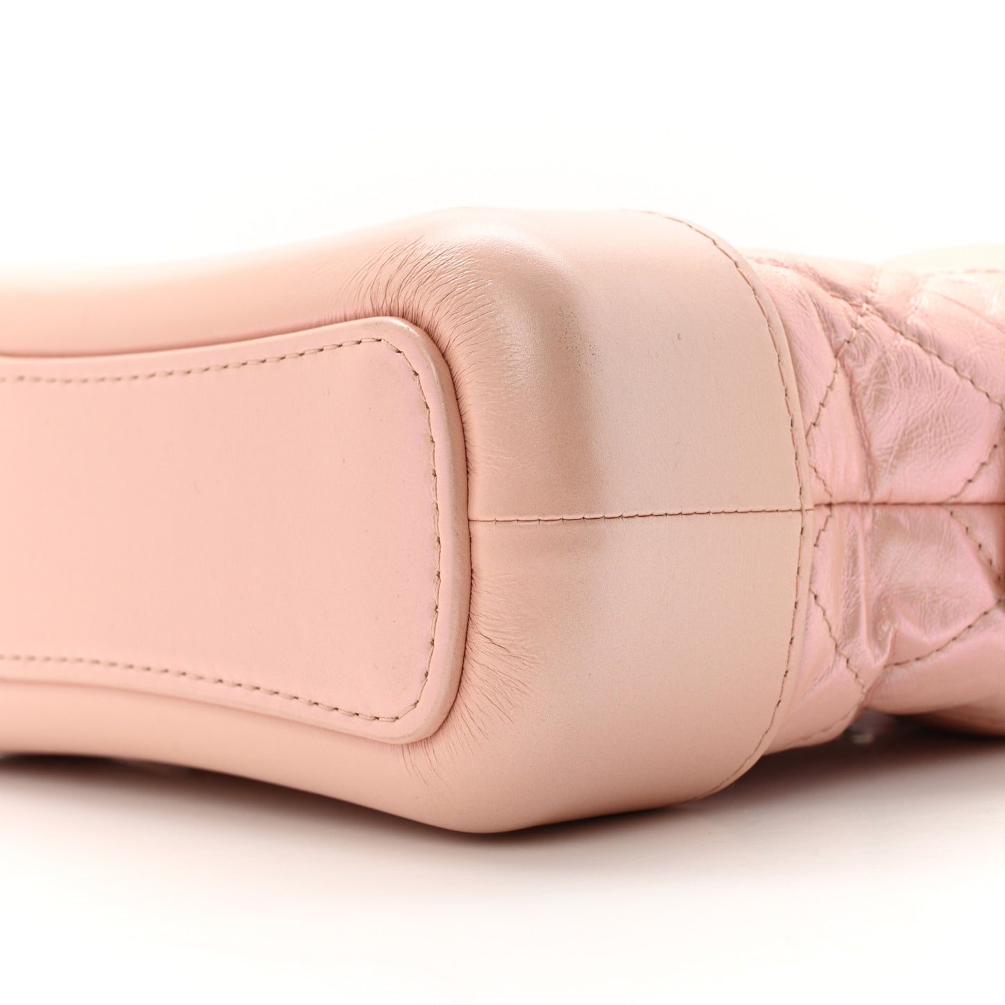 Iridescent Aged Calfskin Quilted Small Gabrielle Hobo Rose Rose