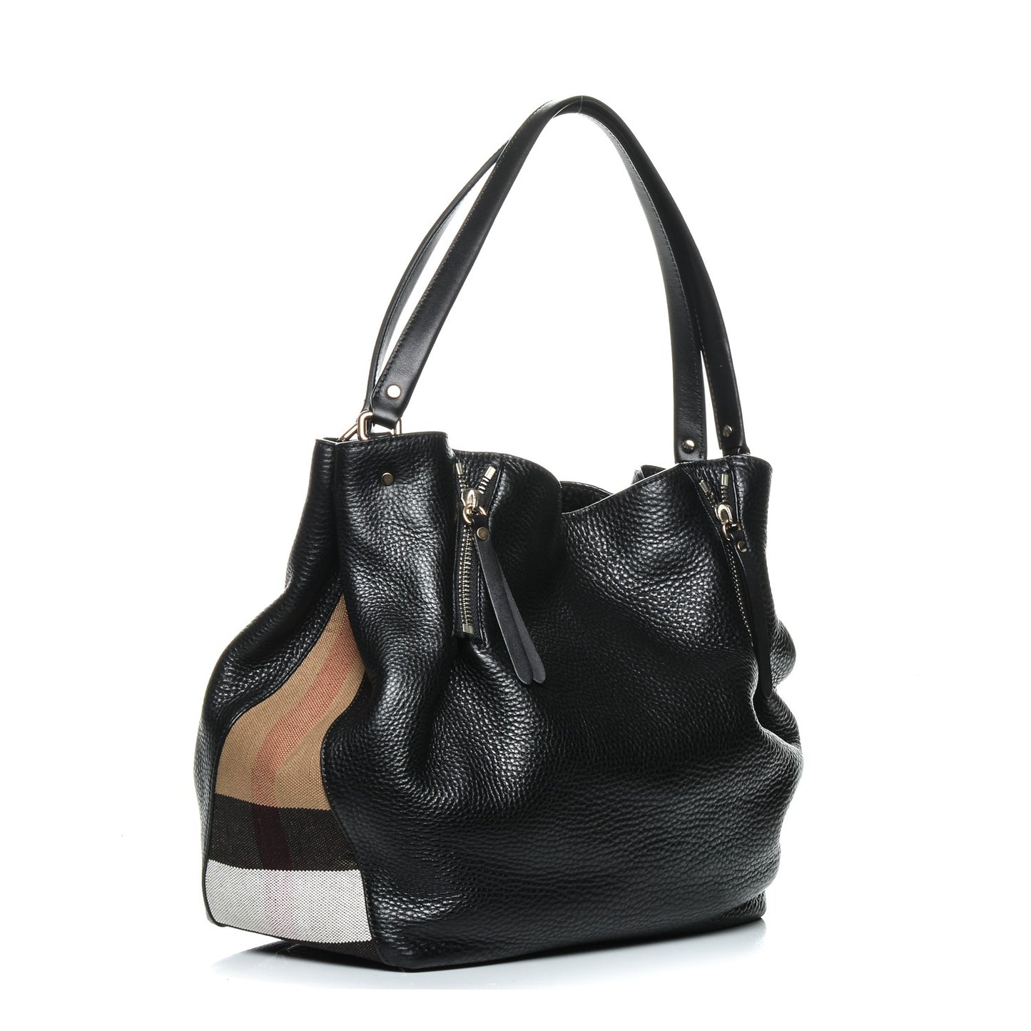 Grainy Calfskin House Check Medium Maidstone Black