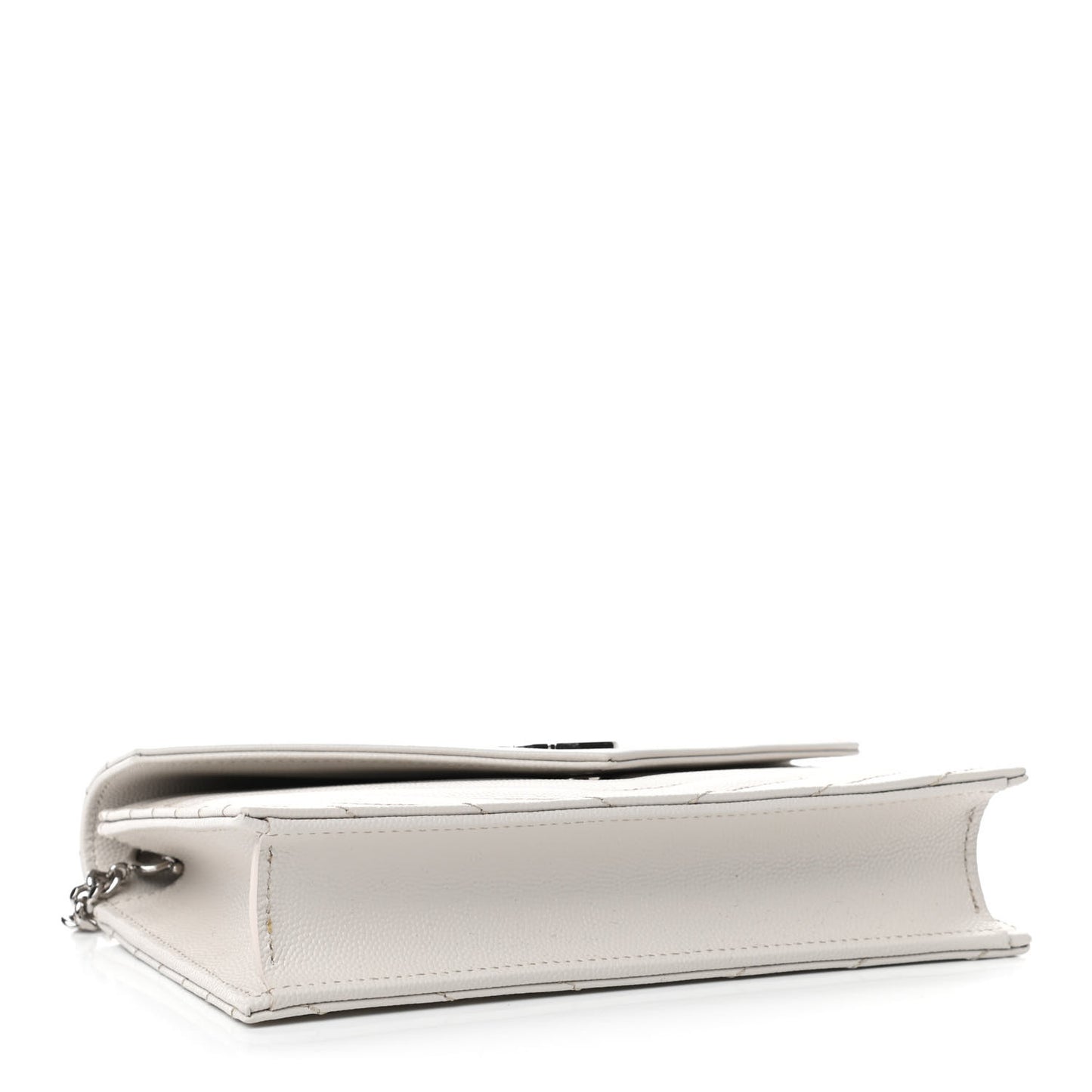 Grain De Poudre Matelasse Chevron Monogram Envelope Chain Wallet Optical White