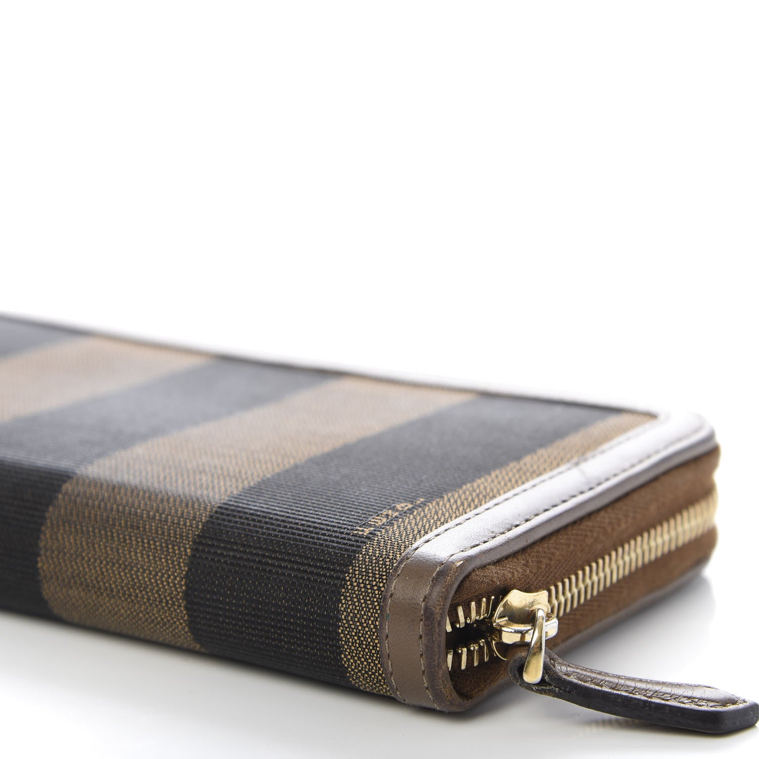 Fendi Pequin Vitello Zip Around Wallet Tobacco Foresta 7 of 9