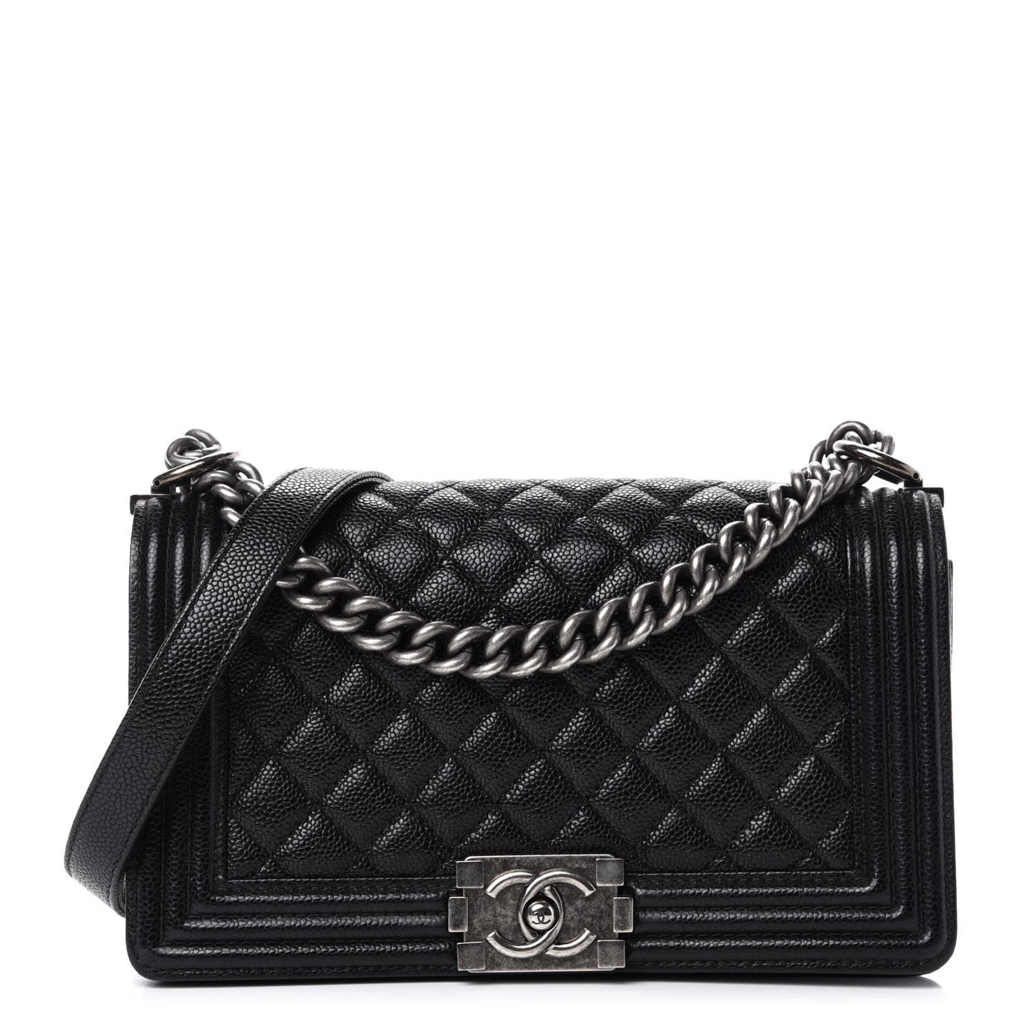 Caviar Quilted Medium Boy Flap Black