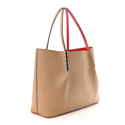 Christian Louboutin Calfskin Spiked Large Cabarock Shopper Tote Fennec 3 of 15