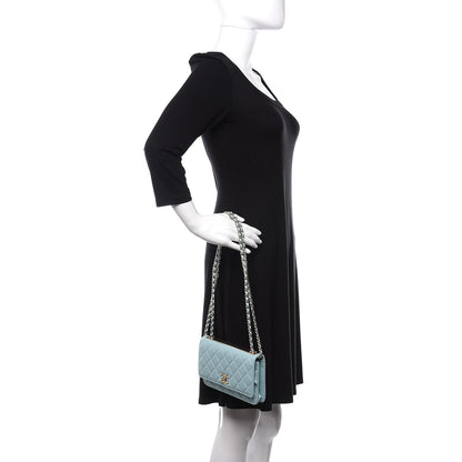 Chanel Lambskin Quilted Trendy CC Wallet On Chain WOC Light Blue 3 of 12