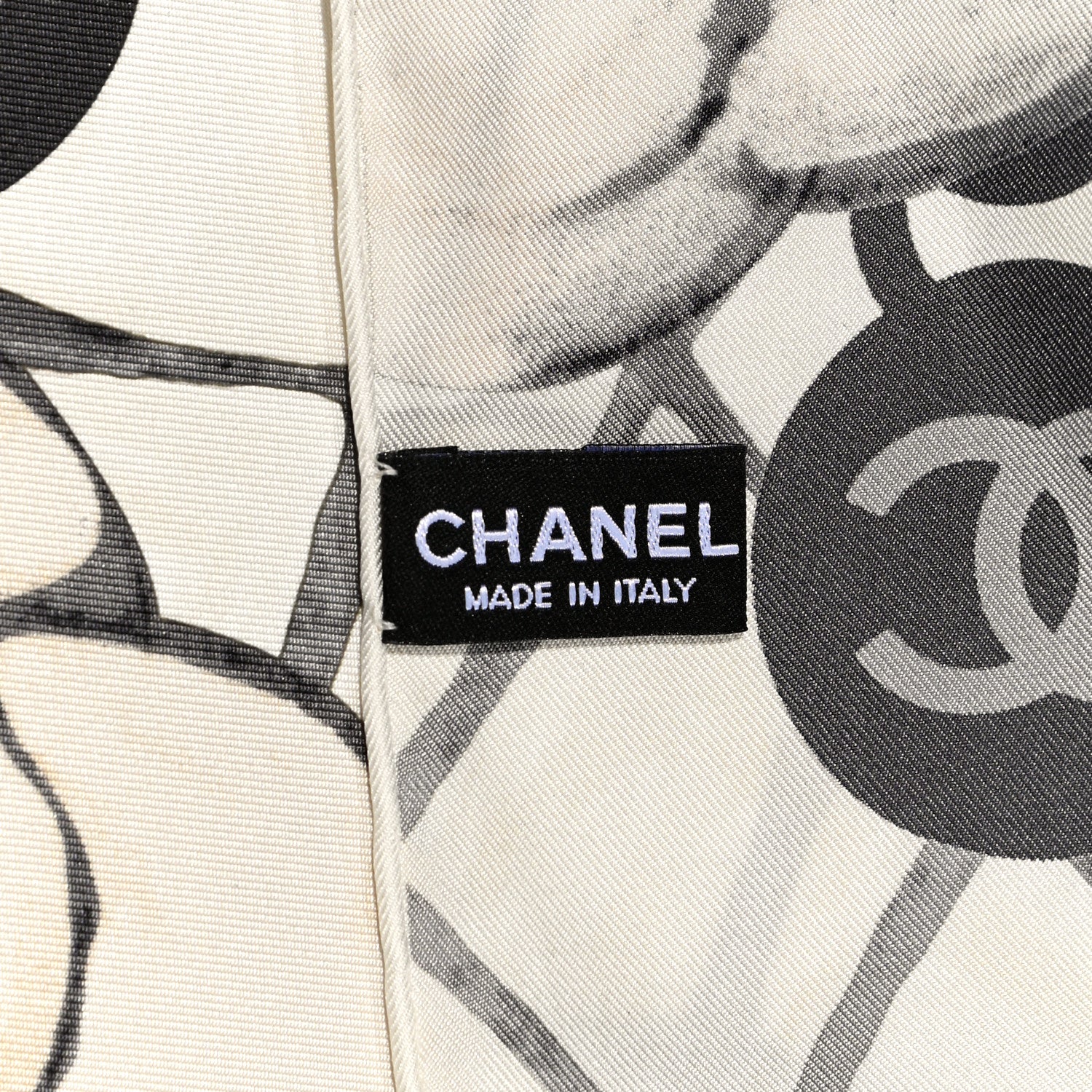 Chanel Silk Camellia CC Square Scarf Ivory 3 of 3