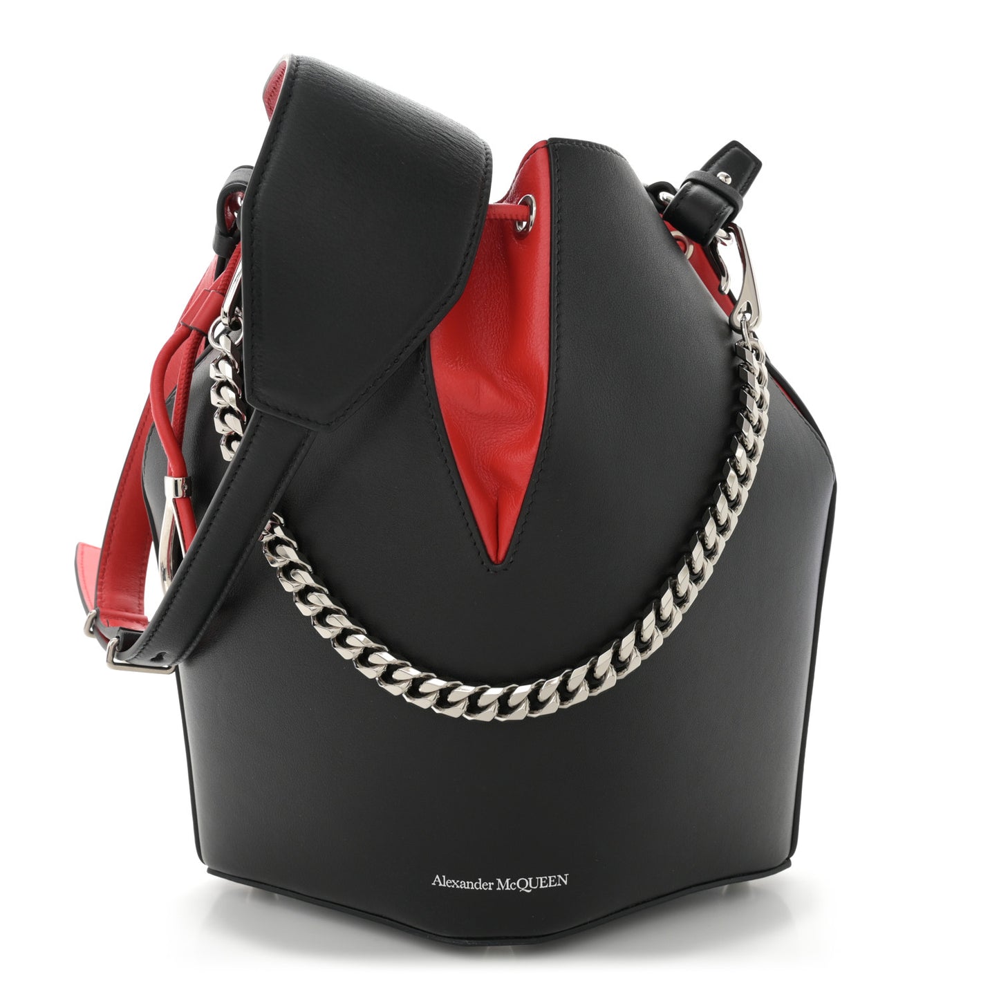 Calfskin The Bucket Bag Black Lust Red