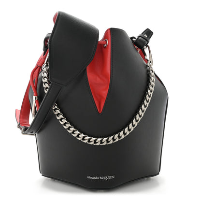 Alexander McQueen Calfskin The Bucket Bag Black Lust Red 1 of 10