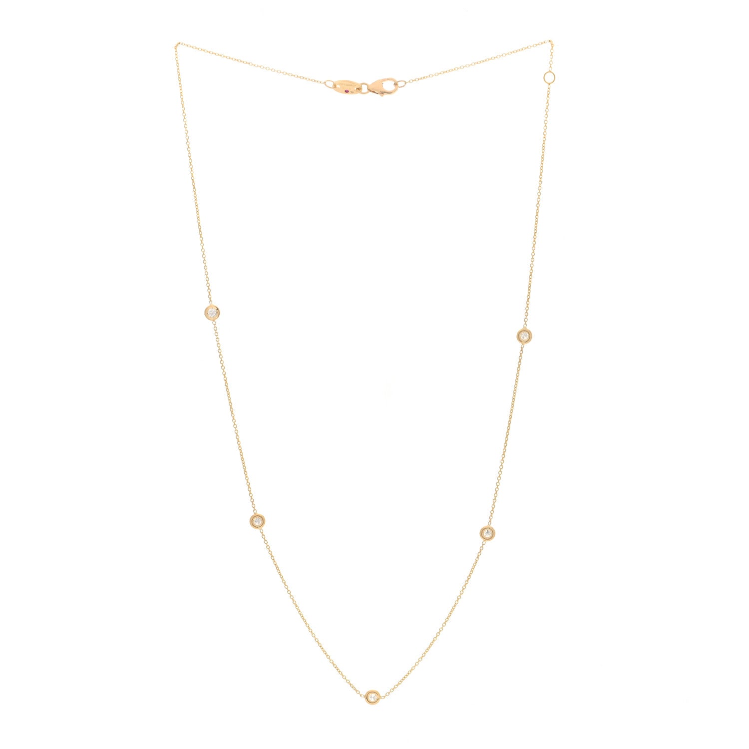 Roberto Coin 18K Yellow Gold Diamond .23ctw Diamonds By The Inch Five Station Necklace 3 of 5