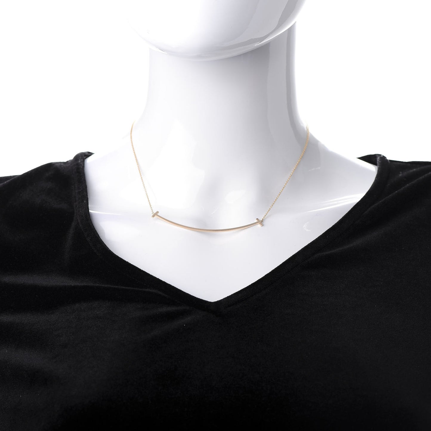 18K Rose Gold Large T Smile Pendant Necklace