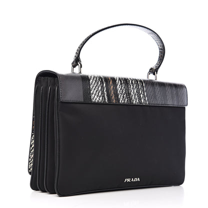 Prada Tessuto Nylon Saffiano Tartan Print Top Handle Bag Bianco 2 of 9