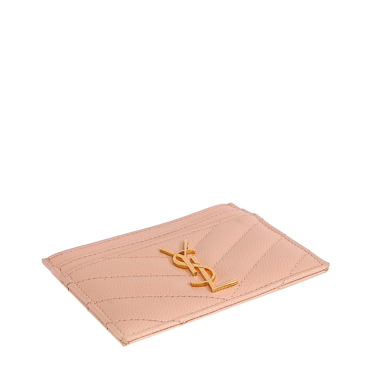 Grain De Poudre Matelasse Chevron Monogram Credit Card Case Pale Pink