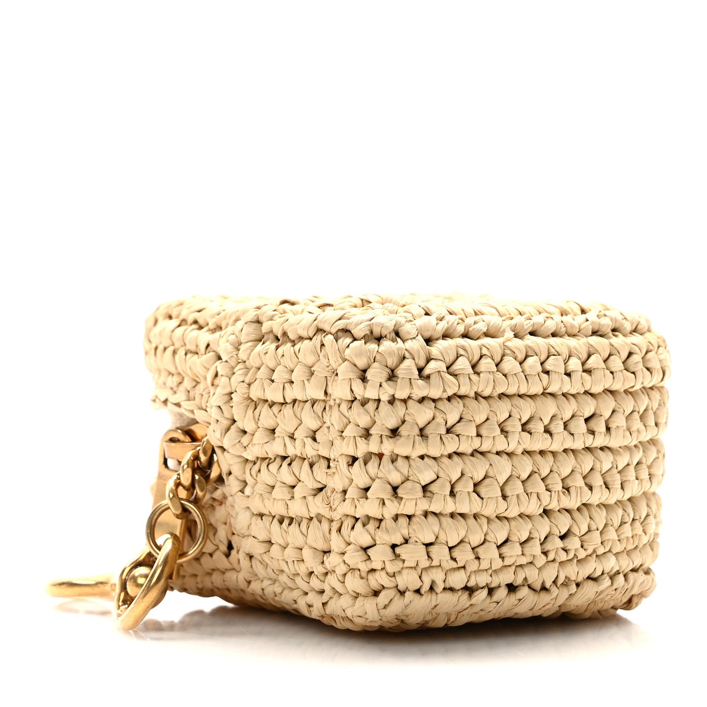 Raffia Jaime Cube Charm Keychain Natural Beige