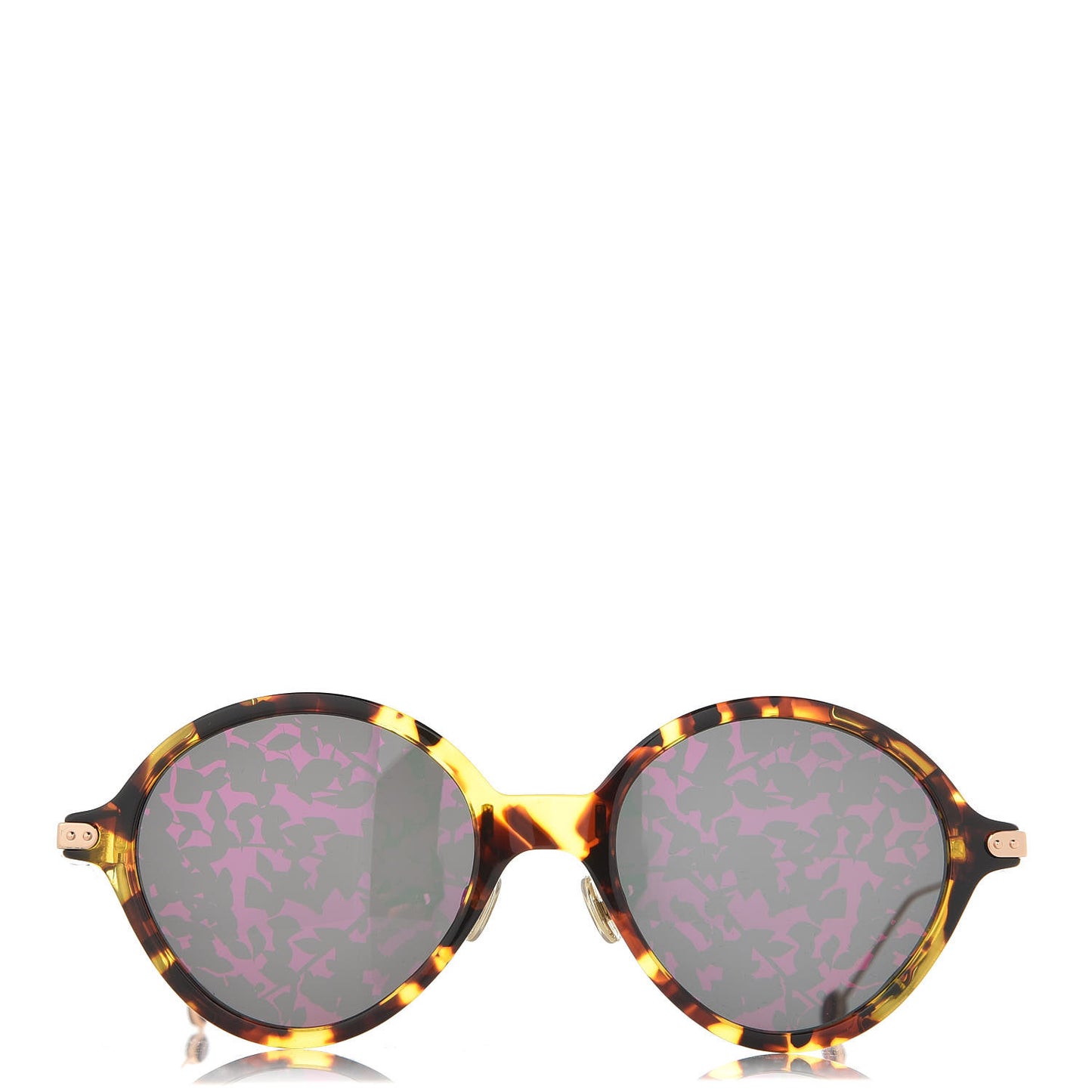 Acetate Leaf Print Umbrage Round Sunglasses Pink Foliage