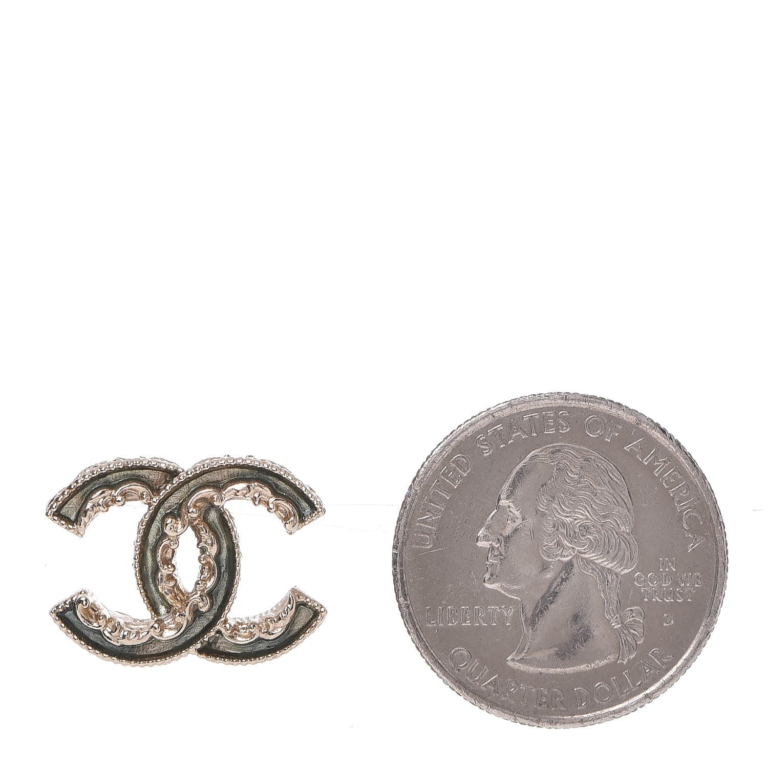 Chanel Enamel CC Baroque Earrings Light Gold 2 of 5