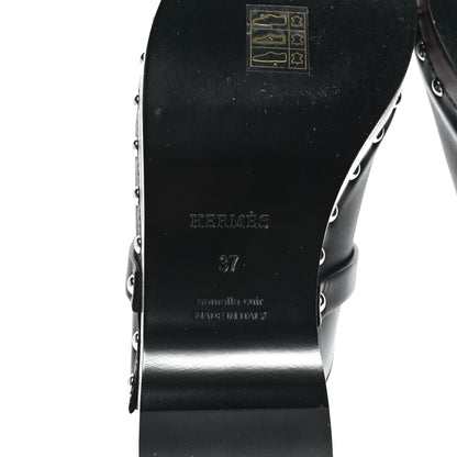 Hermes Calfskin Carlotta Mules 37 Black 6 of 8