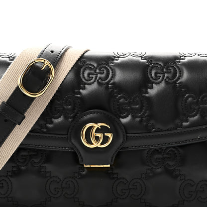 Gucci Calfskin GG Matelasse Small Flap Shoulder Bag Black Natural 8 of 10