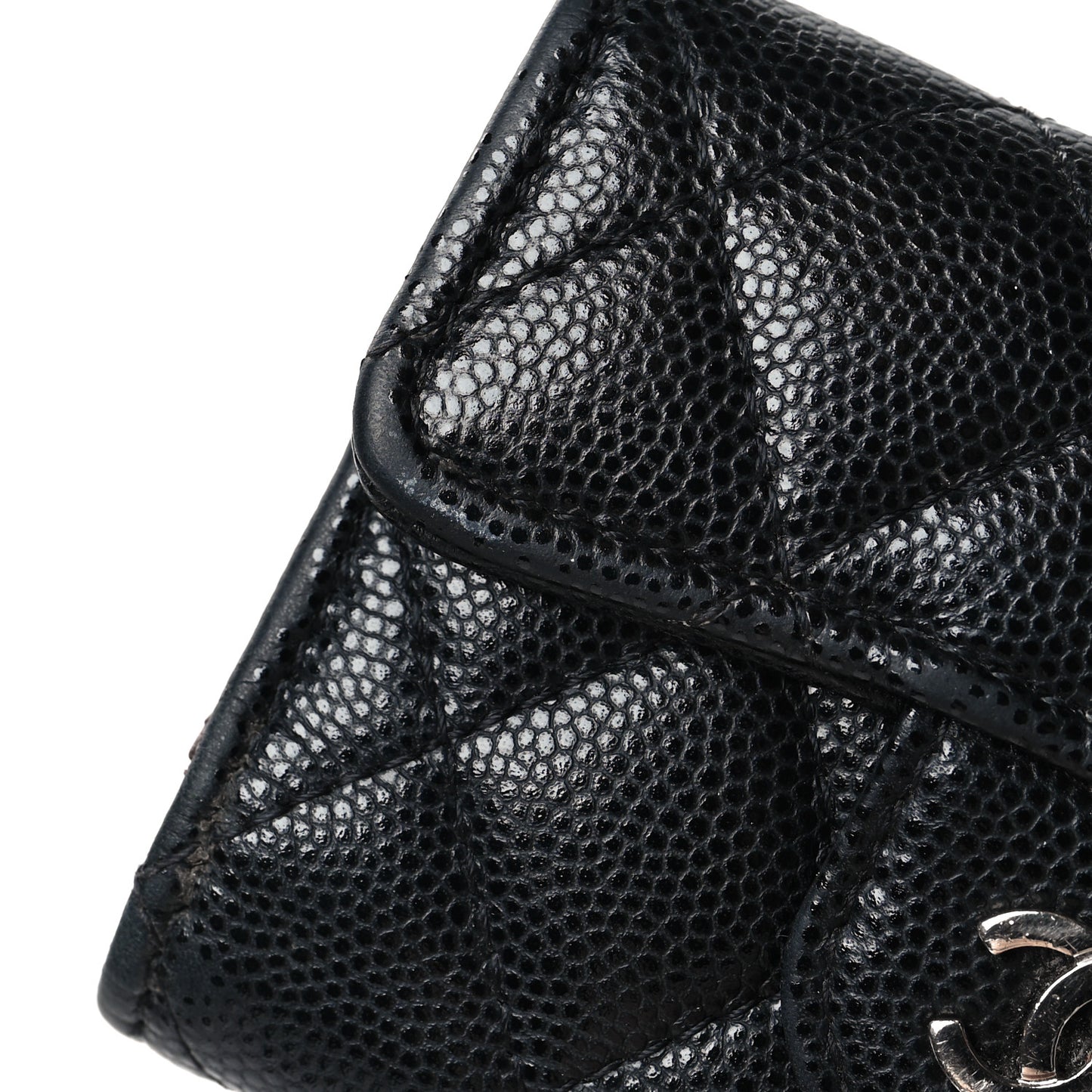 Caviar Quilted Classic 4 Key Holder Wallet Black